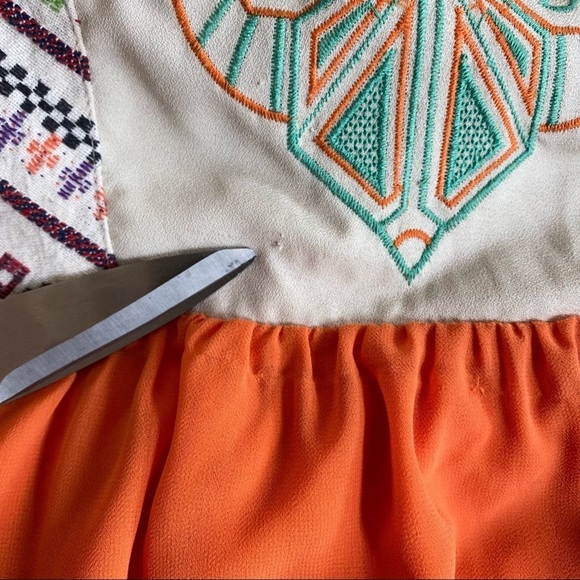 Flying Tomato Boho Embroidered Bustier Corset Top Orange Summer Dress Small - Picture 12 of 15